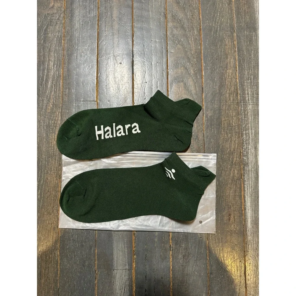 Halara Womens Ankle Socks Dark Forest Green Logo Athletic Low Cut One Size